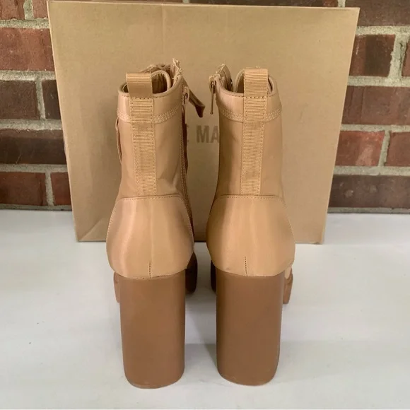 Steve Madden Womens Hani tan ankle Combat Lace-up Boots block heel US 10 M NEW - Picture 4 of 7